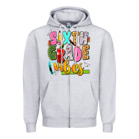 Heather Grey sixth grade vibes Zipper Hoodie - texasbilliewilder