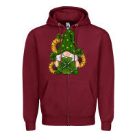 Burgundy st patricks day shamrock gnomes  sunflowers Zipper Hoodie - RanaPortraitStore