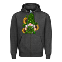 Charcoal Heather st patricks day shamrock gnomes  sunflowers Zipper Hoodie - RanaPortraitStore