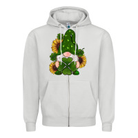 Dove Grey st patricks day shamrock gnomes  sunflowers Zipper Hoodie - RanaPortraitStore