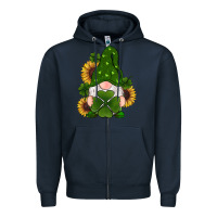 Navy st patricks day shamrock gnomes  sunflowers Zipper Hoodie - RanaPortraitStore