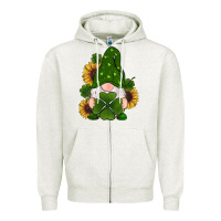 Oatmeal Heather st patricks day shamrock gnomes  sunflowers Zipper Hoodie - RanaPortraitStore