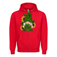 Red st patricks day shamrock gnomes  sunflowers Zipper Hoodie - RanaPortraitStore