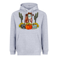 Heather Grey Fall Cow Heavyweight Hoodie - CowhideDigitalArt