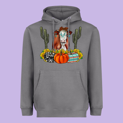 Fall Cow Heavyweight Hoodie Designed By Cowhidedigitalart
