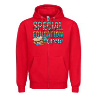 Red special education crew Zipper Hoodie - texasbilliewilder