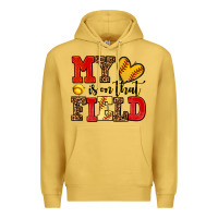 Antique Gold my heart is on that field softball Premium Hoodie - AdoDesignShop