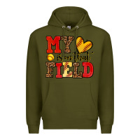 Army Green my heart is on that field softball Premium Hoodie - AdoDesignShop