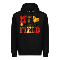 Black my heart is on that field softball Premium Hoodie - AdoDesignShop