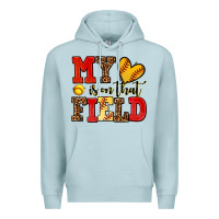 Blue Mist my heart is on that field softball Premium Hoodie - AdoDesignShop