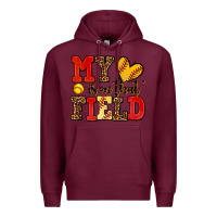 Burgundy my heart is on that field softball Premium Hoodie - AdoDesignShop