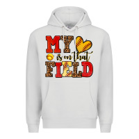 Dove Grey my heart is on that field softball Premium Hoodie - AdoDesignShop