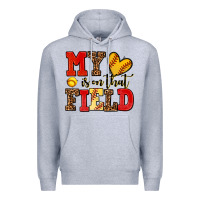 Heather Grey my heart is on that field softball Premium Hoodie - AdoDesignShop