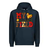 Navy my heart is on that field softball Premium Hoodie - AdoDesignShop
