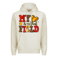 Oatmeal Heather my heart is on that field softball Premium Hoodie - AdoDesignShop