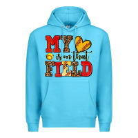Ocean Blue my heart is on that field softball Premium Hoodie - AdoDesignShop