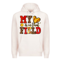 Pale Pink my heart is on that field softball Premium Hoodie - AdoDesignShop