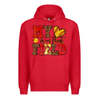 Red my heart is on that field softball Premium Hoodie - AdoDesignShop