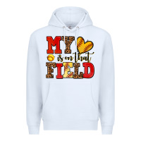 White my heart is on that field softball Premium Hoodie - AdoDesignShop