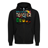 Black battery life of a teacher Zipper Hoodie - Zillion Design Studio