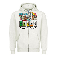Oatmeal Heather battery life of a teacher Zipper Hoodie - Zillion Design Studio