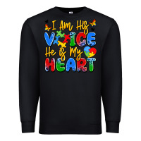 Black i am his voice he is my heart Premium Sweatshirt - JahusDesignShop