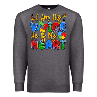 Charcoal Heather i am his voice he is my heart Premium Sweatshirt - JahusDesignShop