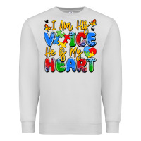 Dove Grey i am his voice he is my heart Premium Sweatshirt - JahusDesignShop