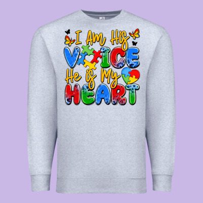 I Am His Voice He Is My Heart Premium Sweatshirt Designed By Jahusdesignshop