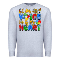 Heather Grey i am his voice he is my heart Premium Sweatshirt - JahusDesignShop