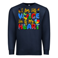 Navy i am his voice he is my heart Premium Sweatshirt - JahusDesignShop