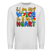 Oatmeal Heather i am his voice he is my heart Premium Sweatshirt - JahusDesignShop