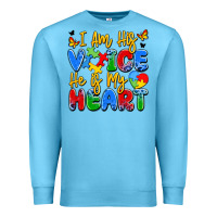 Ocean Blue i am his voice he is my heart Premium Sweatshirt - JahusDesignShop