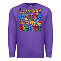 Purple i am his voice he is my heart Premium Sweatshirt - JahusDesignShop