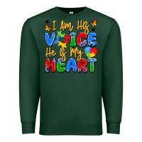 Sports Green i am his voice he is my heart Premium Sweatshirt - JahusDesignShop