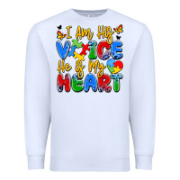White i am his voice he is my heart Premium Sweatshirt - JahusDesignShop