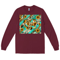 Burgundy leopard sunflower hearts Long Sleeve Tee - RanaPortraitStore