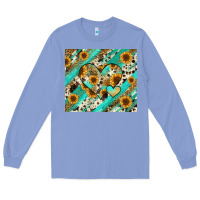 Colony Blue leopard sunflower hearts Long Sleeve Tee - RanaPortraitStore