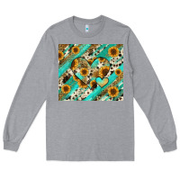Heather Grey leopard sunflower hearts Long Sleeve Tee - RanaPortraitStore