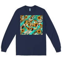 Navy leopard sunflower hearts Long Sleeve Tee - RanaPortraitStore