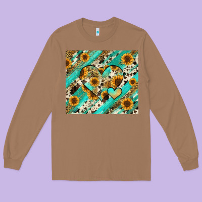 Long Sleeve Tee leopard sunflower hearts