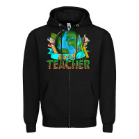 Black sped teacher with earth globe Zipper Hoodie - texasbilliewilder