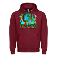 Burgundy sped teacher with earth globe Zipper Hoodie - texasbilliewilder
