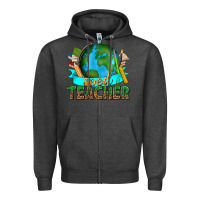 Charcoal Heather sped teacher with earth globe Zipper Hoodie - texasbilliewilder