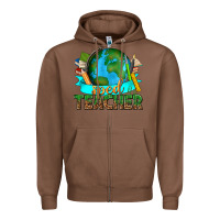 Chestnut sped teacher with earth globe Zipper Hoodie - texasbilliewilder