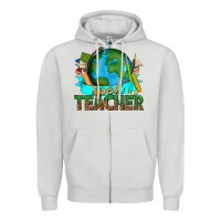 Dove Grey sped teacher with earth globe Zipper Hoodie - texasbilliewilder