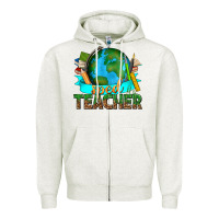 Oatmeal Heather sped teacher with earth globe Zipper Hoodie - texasbilliewilder