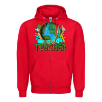 Red sped teacher with earth globe Zipper Hoodie - texasbilliewilder