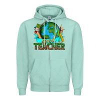 Seafoam sped teacher with earth globe Zipper Hoodie - texasbilliewilder
