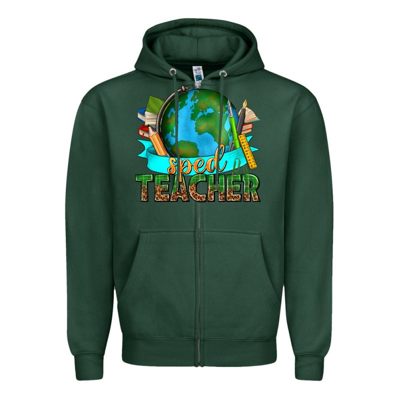 Sped Teacher With Earth Globe Zipper Hoodie by texasbilliewilder | Teevron